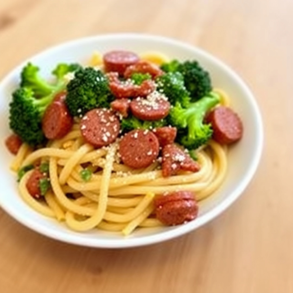 Ziti med brokkoli di rape og pølse